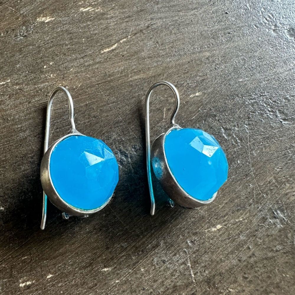 Vintage Sterling Silver 925 Chalcedony Earrings